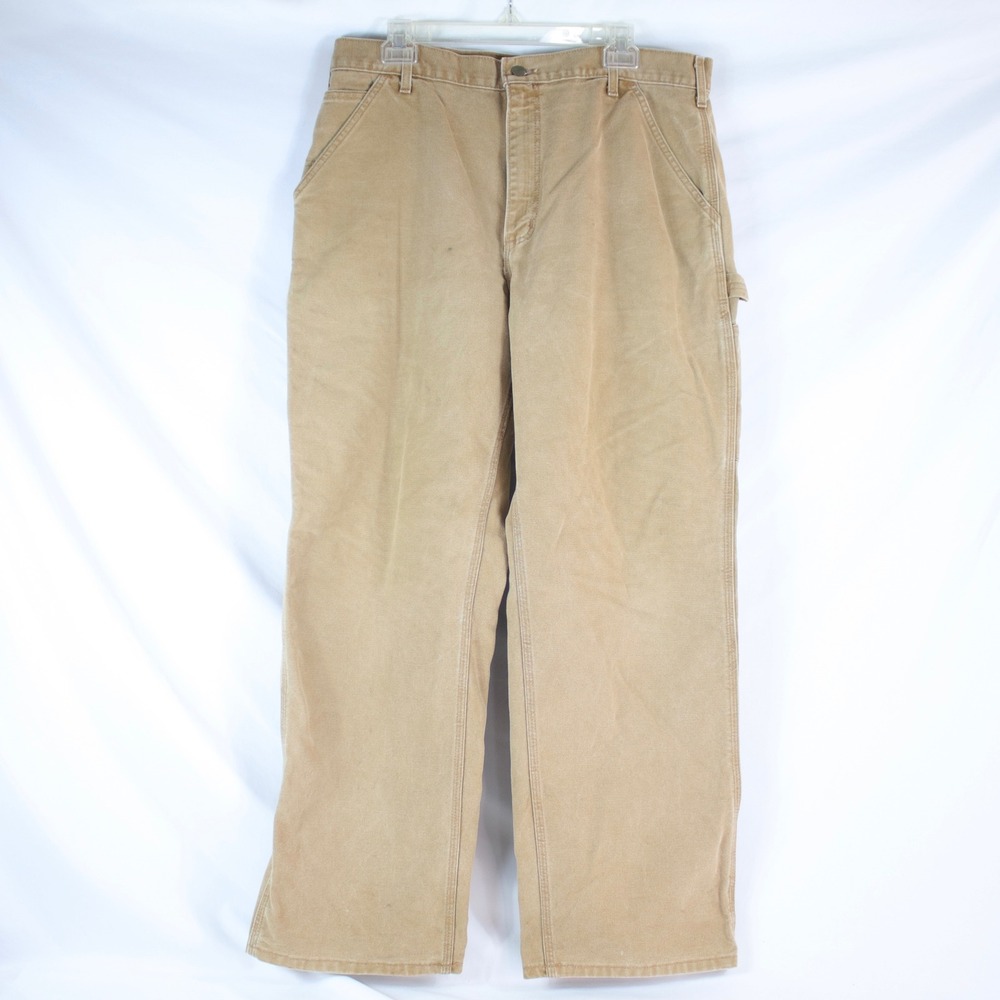 Carhartt Tan Dungaree Fit Duck Canvas Work Pants Men's Size 36x30